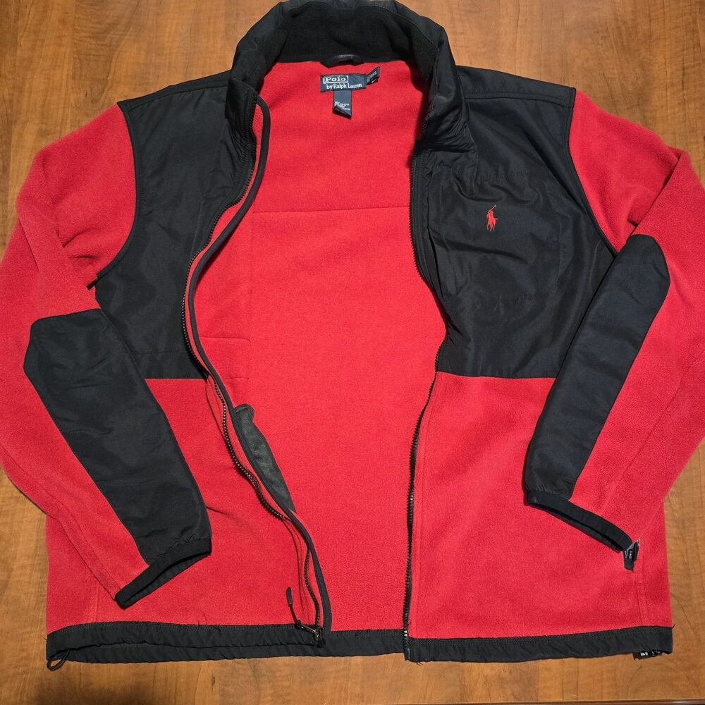 Polo Ralph Lauren Vintage Mens Polartec Fleece Packable Hood Full Zip Jacket XXL